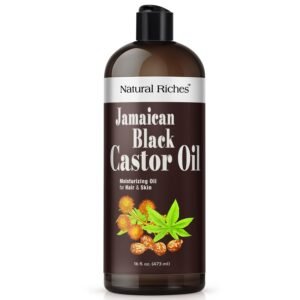 Natural Riches Jamaican Black Castor Oil Pure Organic Cold Pressed for Hair Growth Skin Care for Dry Skin Conditioning Eyebrows Eyelashes Scalp and Nail Moisturizes & Repairs 16fl.oz.