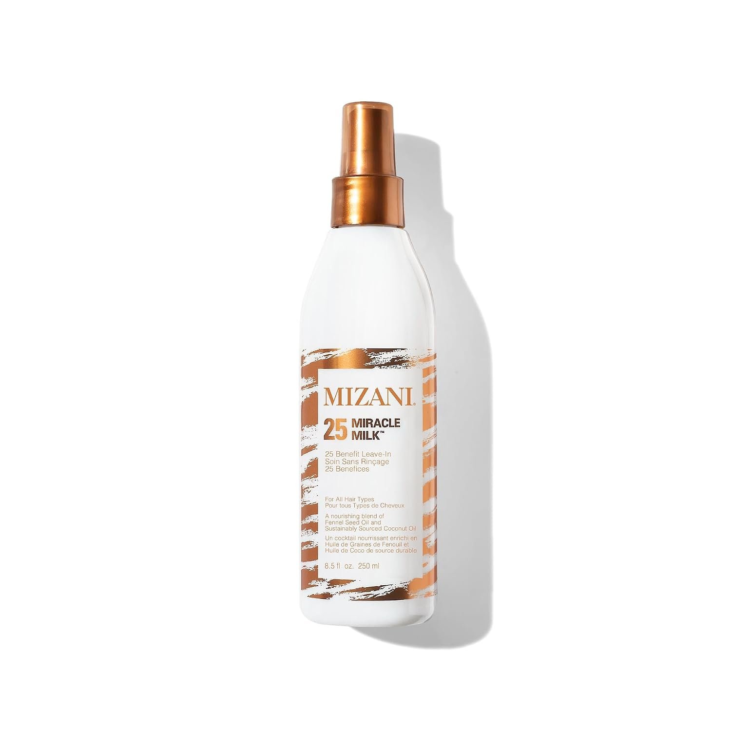Mizani 25 Benefit Miracle Milk - Leave in Conditioner for Curly Hair, With Coconut Oil, Curl Detangler Spray, Anti Frizz Heat Protectant, No Drying Alcohols, Paraben-Free