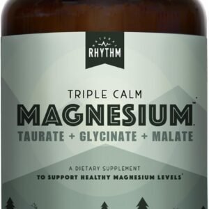 Natural Rhythm Triple Calm Magnesium Complex – 120 Capsules, Chelated Magnesium Glycinate, Taurate & Malate, High Absorption Supplement for Sleep, Stress, Muscle & Heart Support, Non-GMO, Vegan