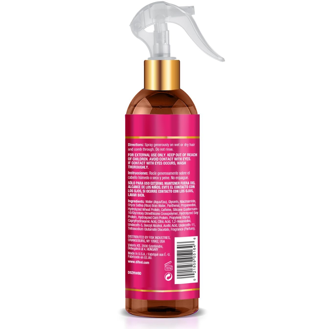 Difeel Rice Water Leave-in Conditioning Spray 8 oz. - Spray Leave in Conditioner For Dry Damaged Hair - Image 2