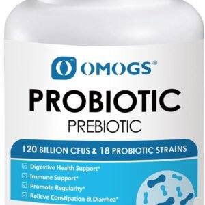 OMOGS Probiotics 120 Billion CFUs 18 Strains,with 3 Organic Prebiotics & Vitamin C,Nutritional Supplement for Women,Men & Kids,Support Metabolism,Immunity and Digestive Health,Non-GMO, 120 Tablets