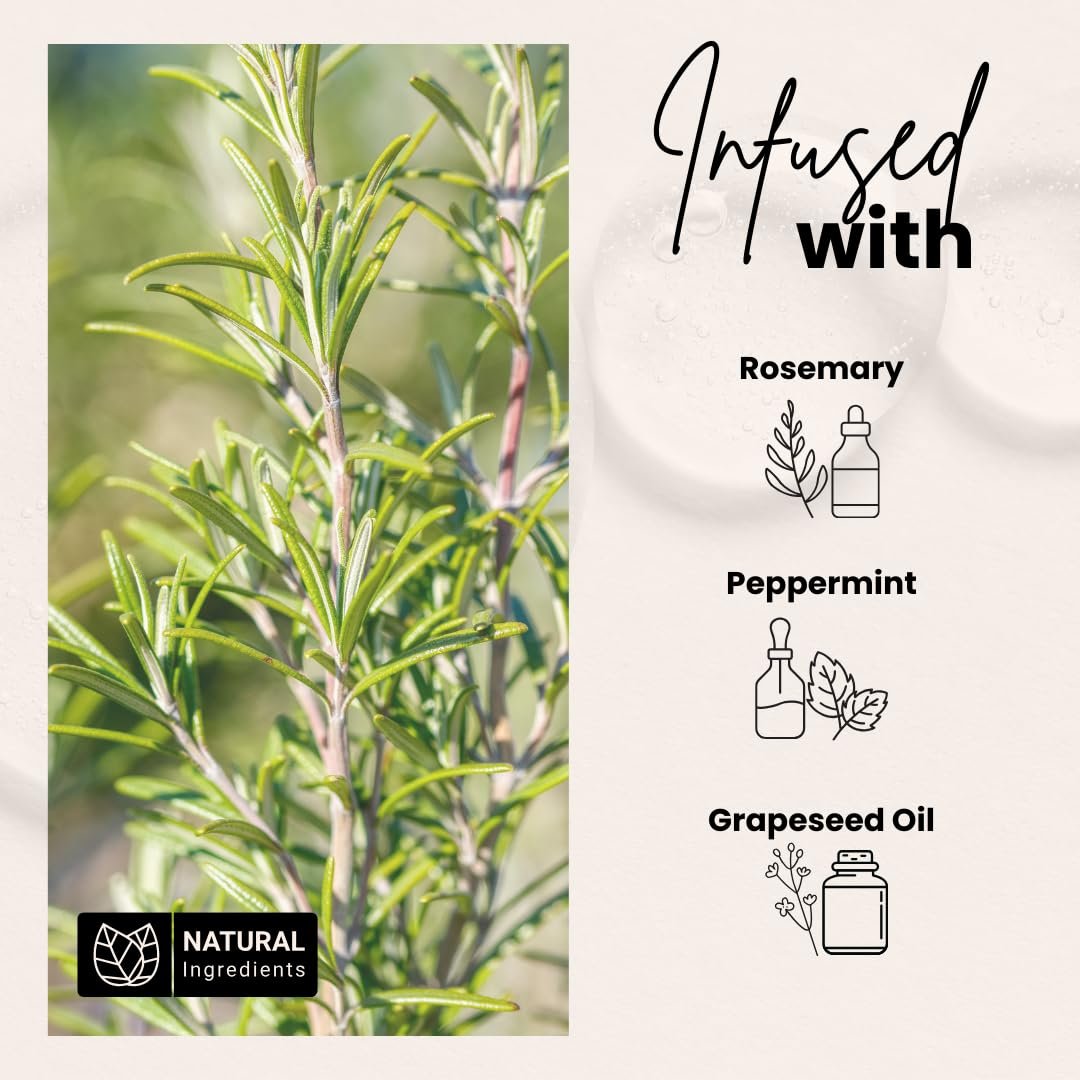 Bask & Lather Scalp Stimulator Hair Growth Oil, Cold Pressed Mint and Rosemary Blend with Grapeseed for Hair Growth, Organic Natural Leave in, All Hair Types, 2 Fl Oz - Image 3