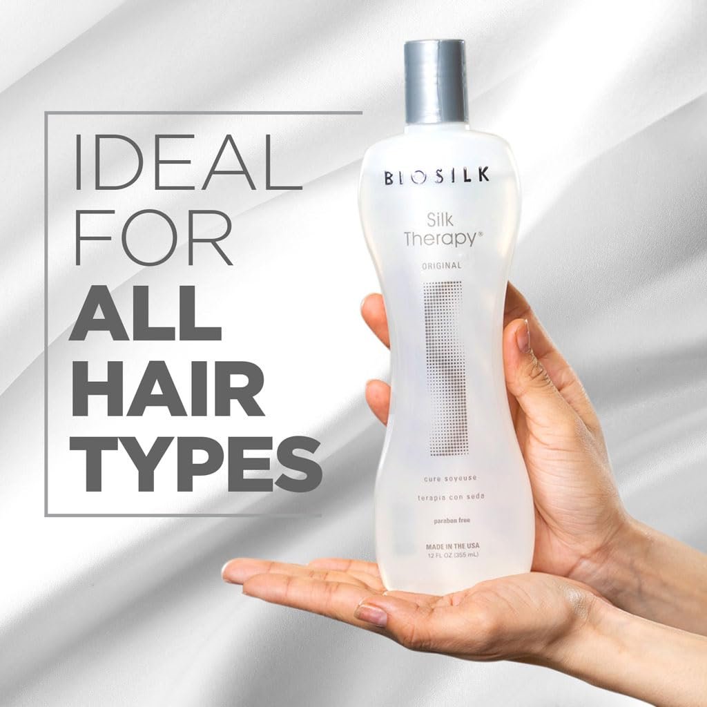 BioSilk Silk Therapy Original, Reconstructing Leave-In Hair Treatment, Adds Shine, Smooths & Prevents Split Ends, Sulfate-Free, Paraben-Free, Cruelty-Free, 12 Oz - Image 4
