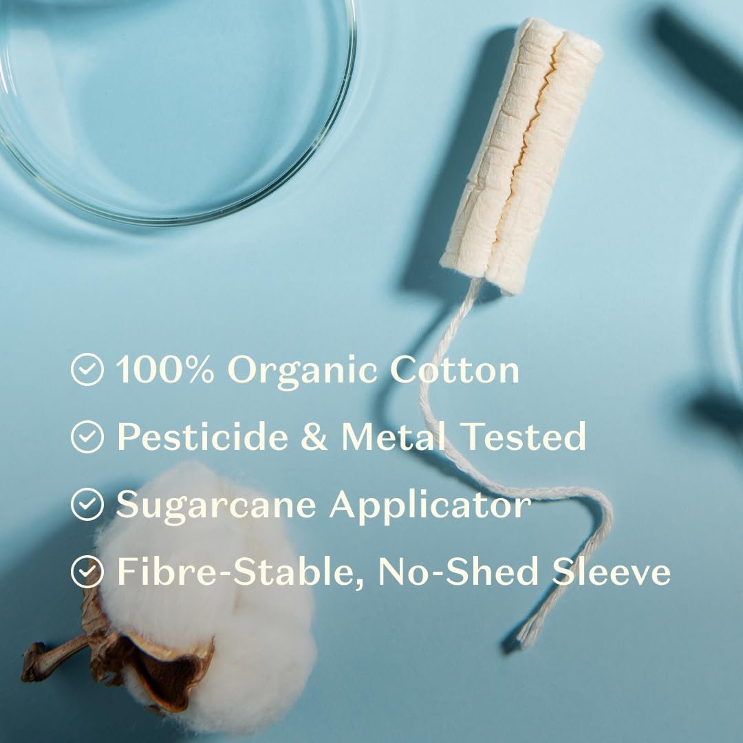 Daye Organic Tampons Regular | 18ct | Pesticide & Metal Tested, 100% Organic Cotton, Best Absorbency | No-Shed Sleeve, Sugarcane Applicator - Image 3