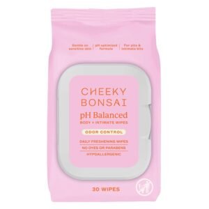 Cheeky Bonsai pH Balanced Feminine Wipes – Removes Odor – Gentle on Sensitive Skin – No Dyes or Parabens – Hypoallergenic – Gynecologist Approved – 30 Count
