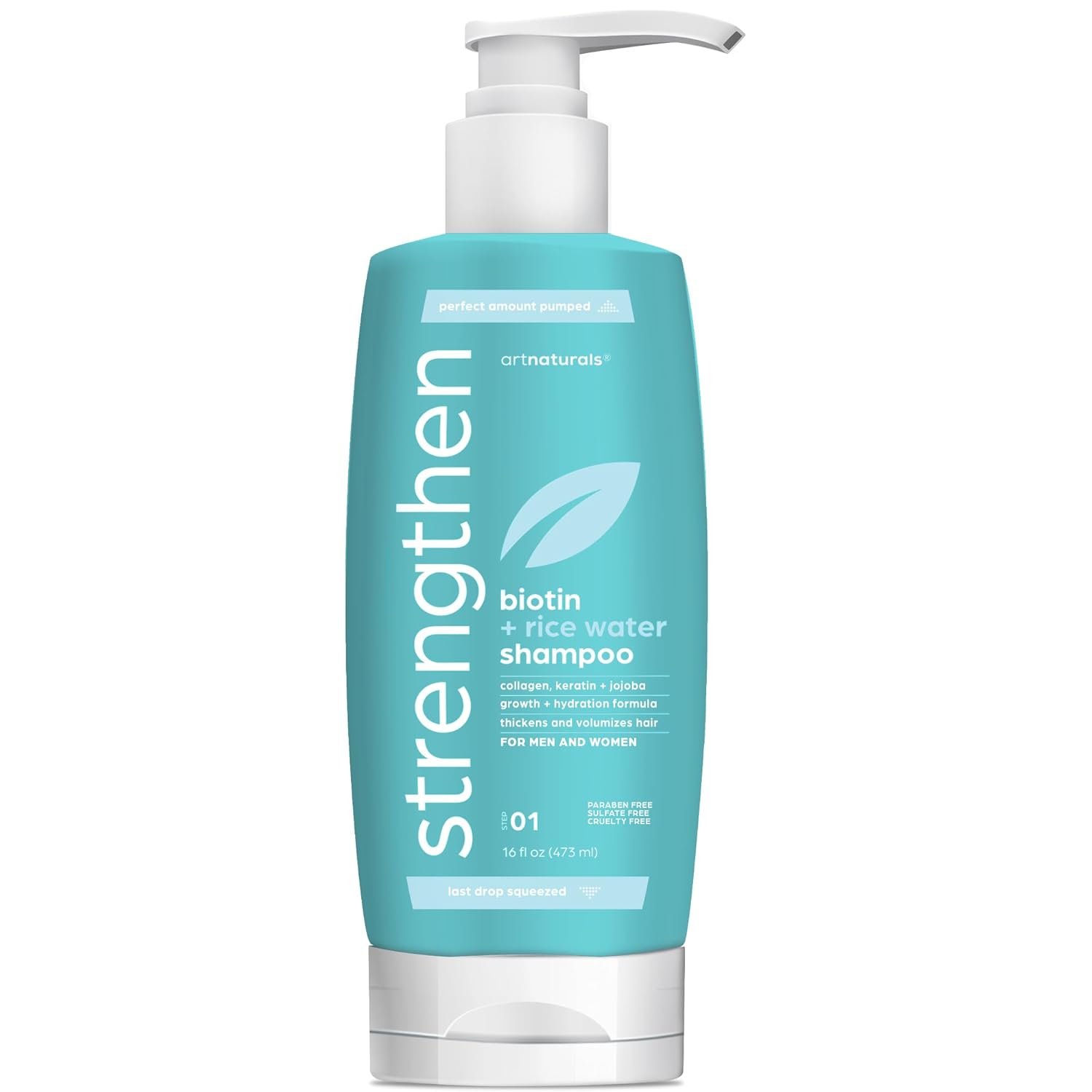 Artnaturals Rice Water + Biotin Shampoo - (16 Fl Oz / 473ml) - Sulfate Free – Dual Bottle -Made with Banana, Quinoa, and Coconut to Promote Strength, Shine, and Growth