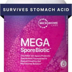 Microbiome Labs MegaSporeBiotic Probiotics for Women & Men – Spore-Based Probiotic for Gut Health & Digestive Support – Shelf-Stable, Travel-Friendly, Mens & Womens Probiotics (180 Capsules)
