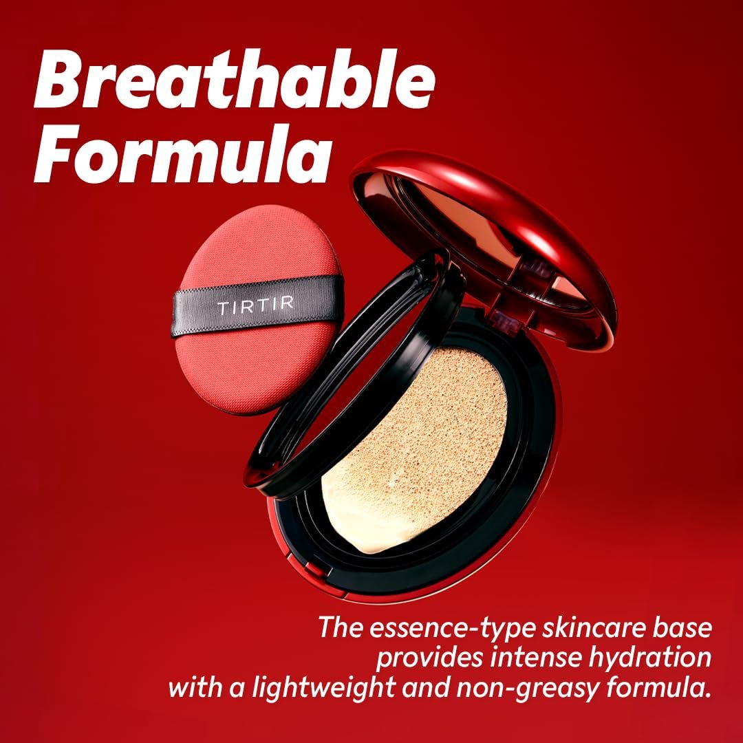 TIRTIR Mask Fit Red Cushion Foundation | Full coverage, Weightless, Skin fit, Satin Glow Finish, Korean Makeup BB Foundation, beauty, Tattoo cover up, Buildable (#24N Latte, 0.63 Fl Oz) - Image 5