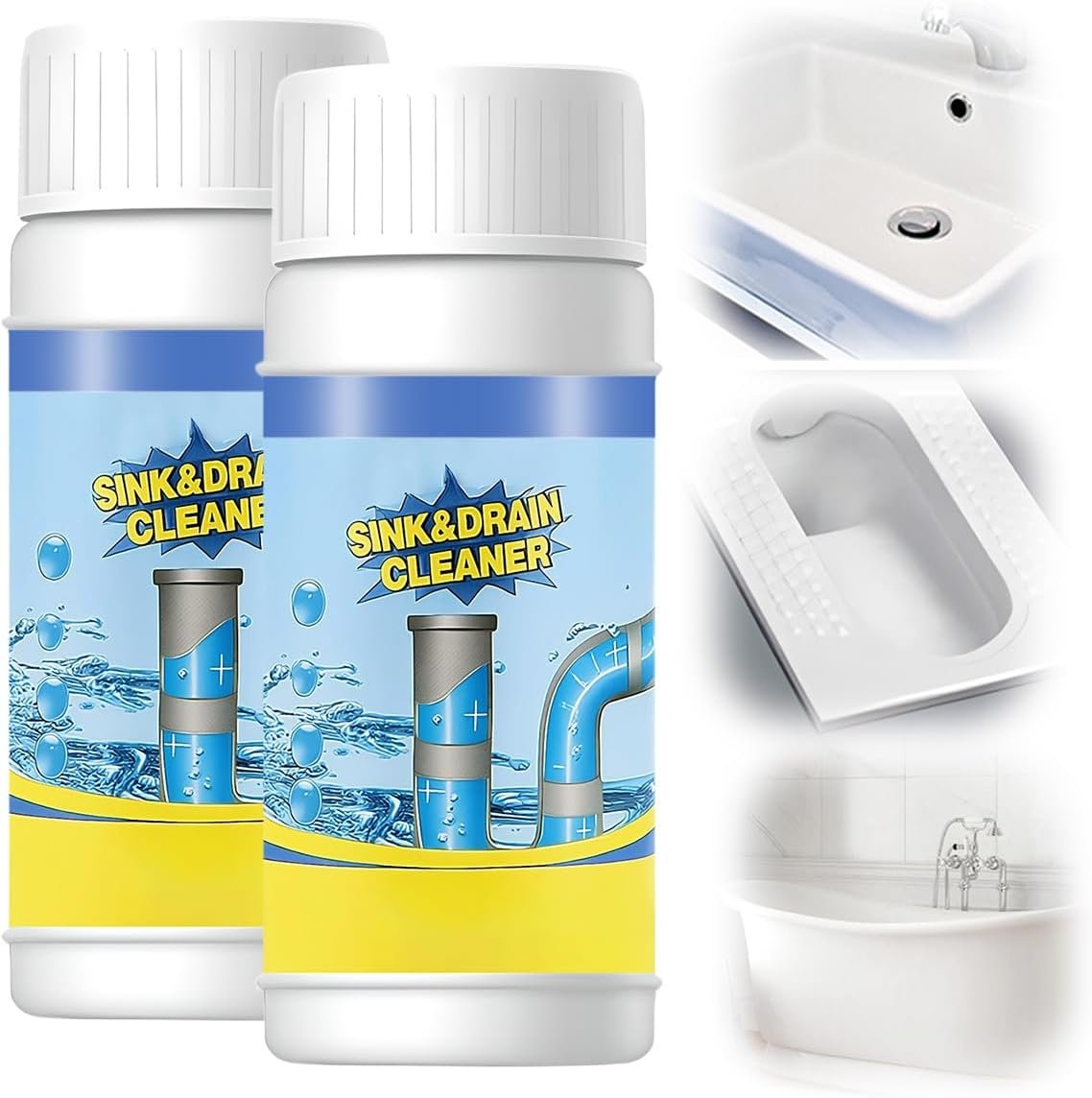 Sink and Drain Cleaner, 2026 Upgraded Pipeline Dredging Agent, Multi-functional Sink and Drain Cleaner Powder, Fast-Acting Pipe Dredging Agent for Kitchen and Toilet Pipeline (2pcs)