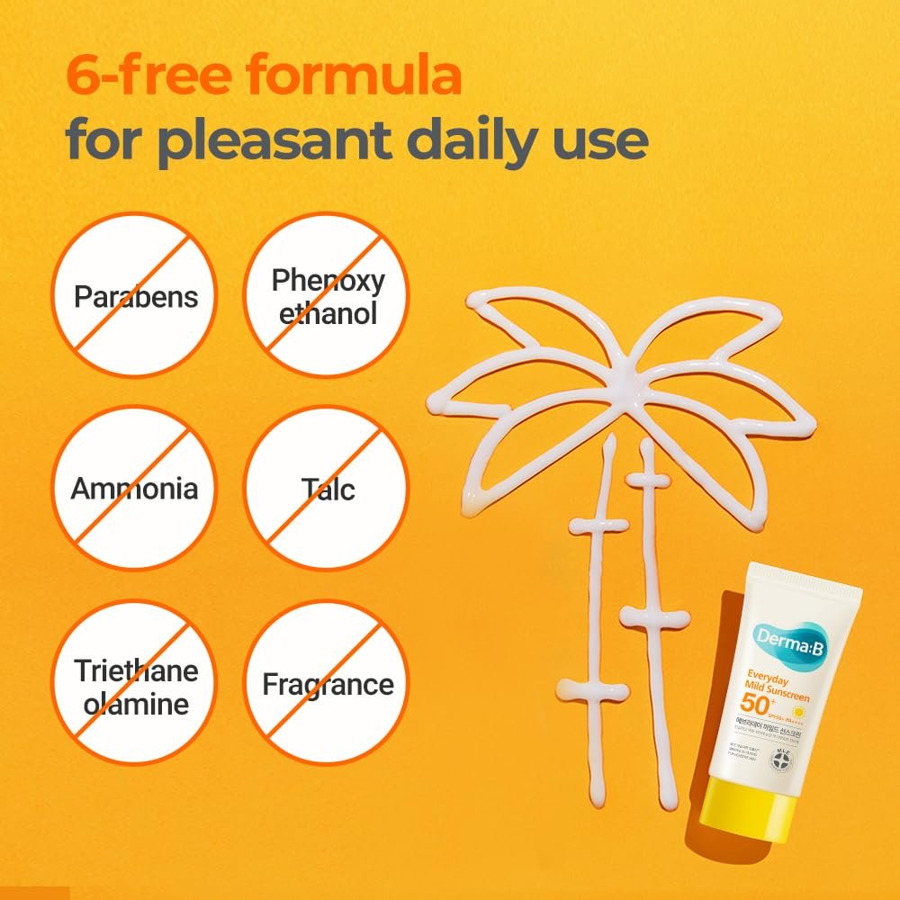 Derma B Everyday Mild Sunscreen SPF50+ PA++++ 1.69 Fl Oz, 50ml Fast-Absorbing Lightweight SPF Sunblock Moisturizer, Facial Body Non-Sticky for Dewy Skin, Korean Sunscreen Lotion for Sensitive Skin - Image 7
