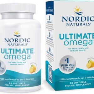 Nordic Naturals Ultimate Omega, Lemon Flavor – 60 Soft Gels – 1280 mg Omega-3 – High-Potency Fish Oil Supplement with EPA & DHA – Promotes Brain & Heart Health – Non-GMO – 30 Servings