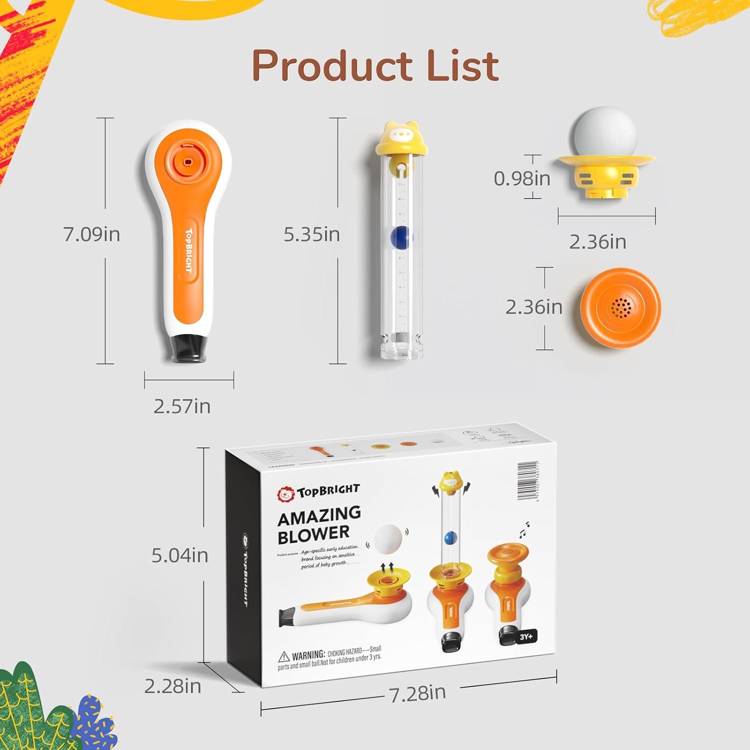 TOP BRIGHT 3in1 Sensory Toys for Toddlers Autism, Oral Motor Speech Therapy Montessori Toys for 3 4 5 Year Old with Whistle, Ball Blowing, Floating Blow Pipe Balls Birthday Gift - Image 2