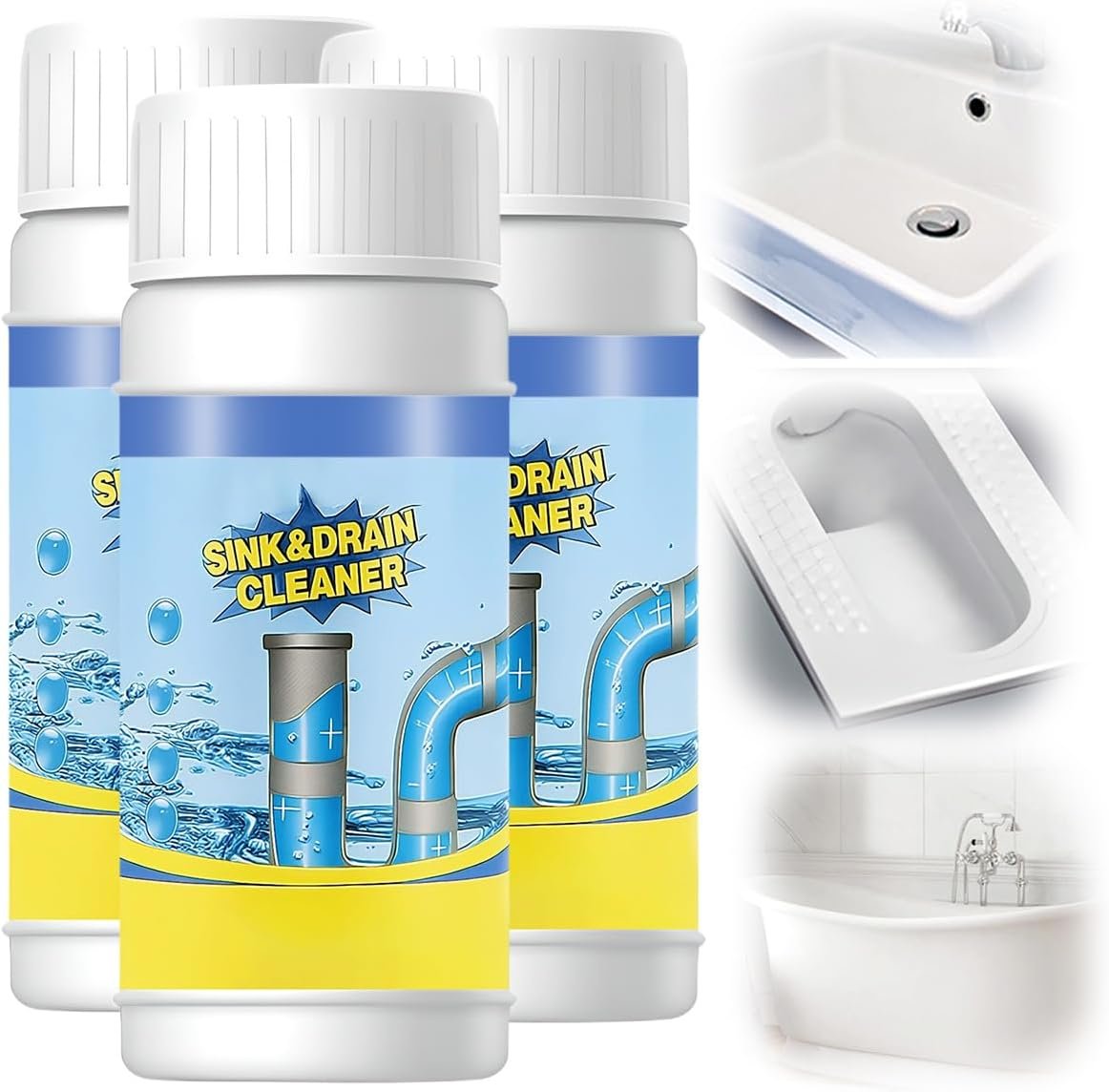 Sink and Drain Cleaner, 2026 Upgraded Pipeline Dredging Agent, Multi-functional Sink and Drain Cleaner Powder, Fast-Acting Pipe Dredging Agent for Kitchen and Toilet Pipeline (3pcs)