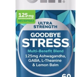 OLLY Ultra Strength Goodbye Stress Softgels, GABA, Ashwagandha, L-Theanine and Lemon Balm, Stress Relief Supplement – 60 Count