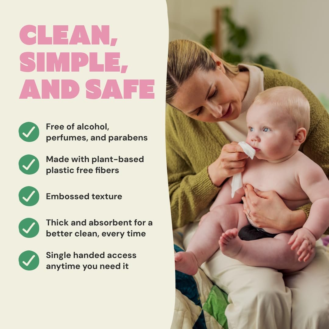 DYPER Newborn Sensitive Baby Wipes Unscented (224 Count), 99.9% Water-Based, Plant-Based & Hypoallergenic - Gentle for Sensitive Skin, Plastic-Free Multi-Use Wet Wipes (Pack of 4) Packaging May Vary - Image 2