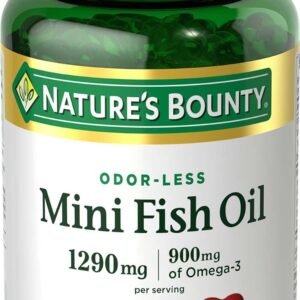 Nature’s Bounty Mini Fish Oil Softgels, Burpless Fish Oil Omega 3 Supplements, Supports Heart Health, 90 Softgels (Pack of 1)