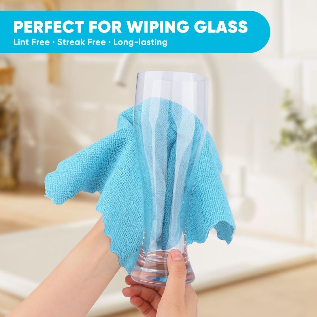 Orighty Microfiber Cleaning Cloth, 24 Pack Highly Absorbent Cleaning Rags, Household Cleaning Supplies, Reusable Microfiber Towels Lint Free Cloths for House, Kitchen, Car Care, 12x11 inch - Image 2
