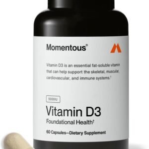 Momentous Vitamin D3 Supplement – 5,000 IU Capsules for Foundational Health Support – NSF Certified for Sport – Gluten Free – 60 Servings