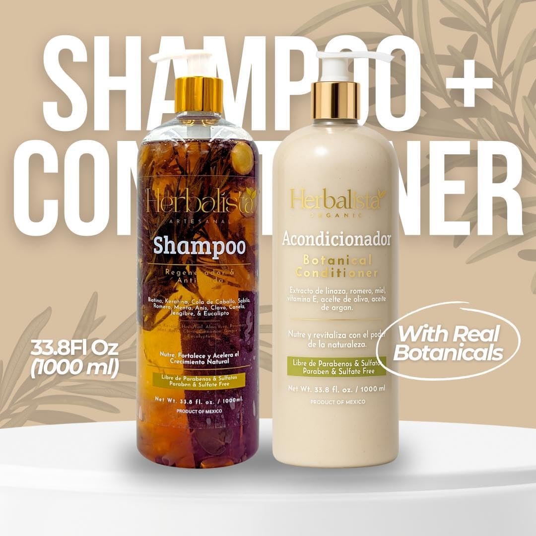 New Viral Herbal Hair Care 2 Pack Bundle – Shampoo & Conditioner Set 33 fl oz (1000ml) Each – With Real Botanicals – Strengthens Nourishes & Smooths – 100% Natural & Handcrafted - Image 3