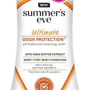 Summer’s Eve Ultimate Odor Protection Feminine Wash with Shea Butter – Up to 24 Hour Vaginal Odor Control, pH Balanced Formula, Clinically & Gynecologist Tested Intimate Body Wash – 15 Fl Oz