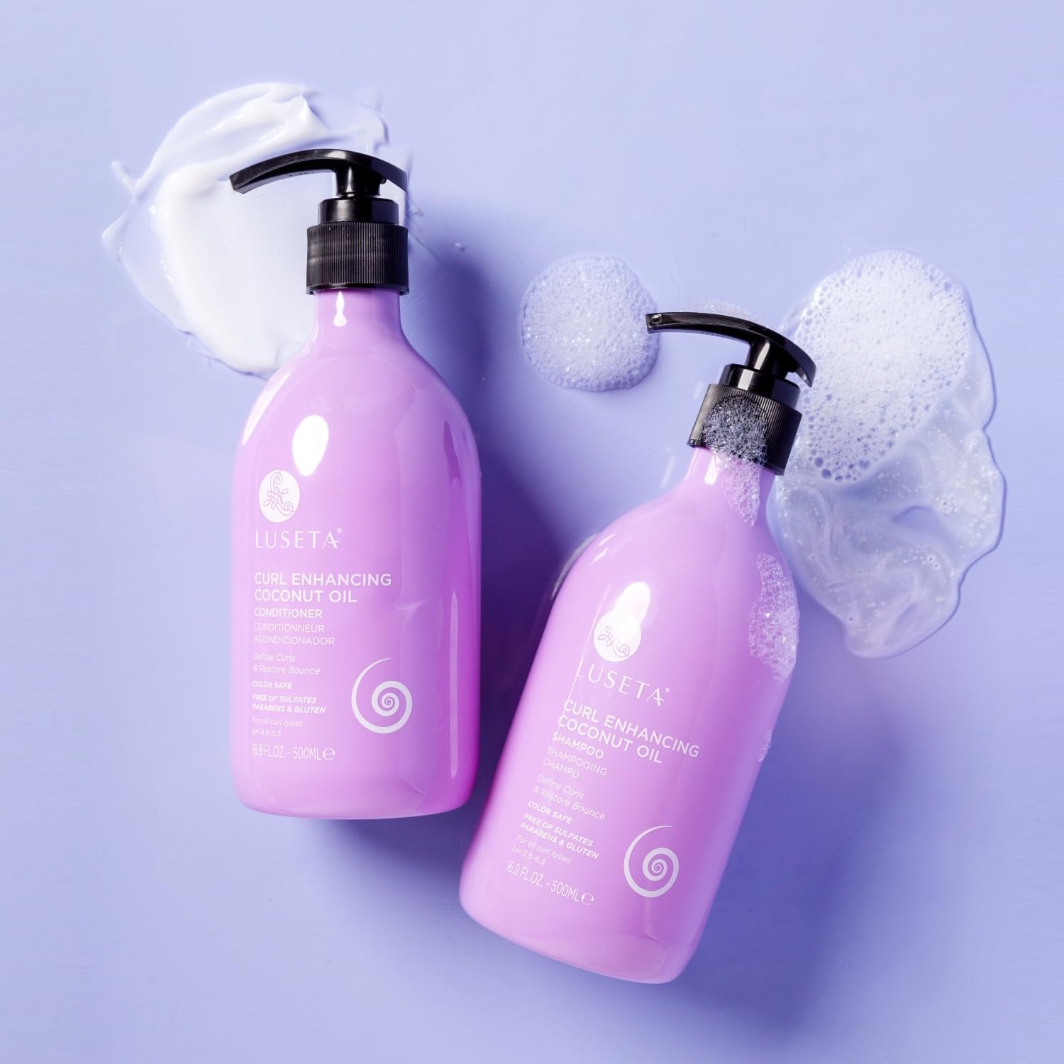 Luseta Curly Hair Shampoo and Conditioner Set with Coconut Oil, Unlimited Bounce and Definition for wavy and Coily hair, Reduce Frizz and Repair Dry Hair, for All Curl Types Sulfate Free 16.9Fl oz×2 - Image 6