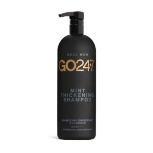 GO247 Mint Thickening Shampoo – Professional Size Energizing Daily Cleanser with Peppermint & Menthol – Helps Support Fuller, Thicker-Looking Hair – Fresh Mint Scent, 32 Fl Oz