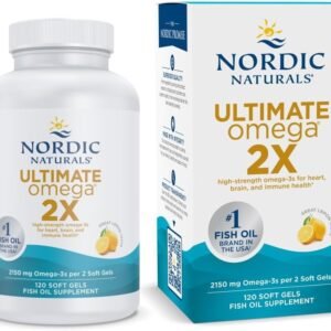 Nordic Naturals Ultimate Omega 2X, Lemon Flavor – 120 Soft Gels – 2150 mg Omega-3 – High-Potency Fish Oil with EPA & DHA – Promotes Brain & Heart Health – Non-GMO – 60 Servings