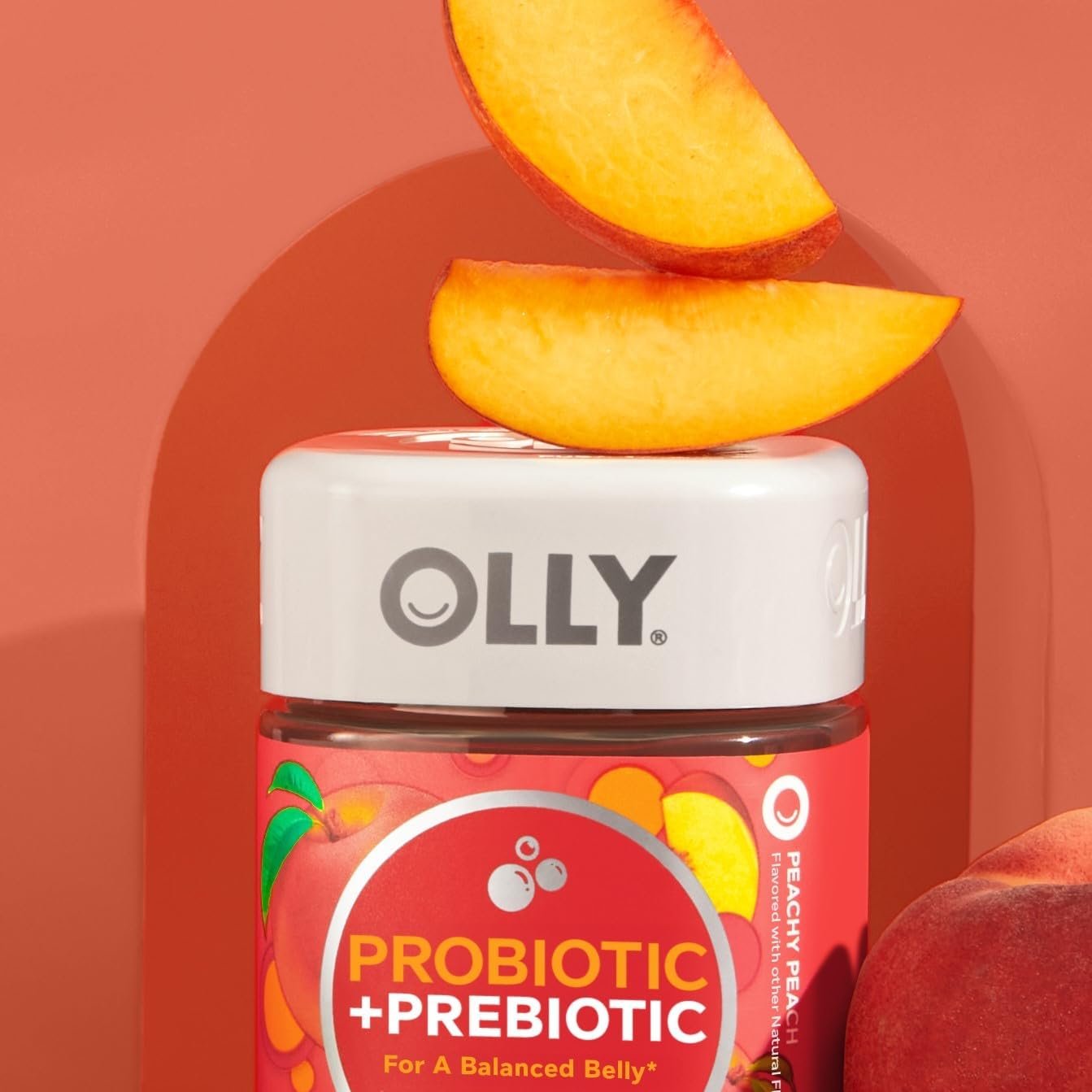 OLLY Probiotic + Prebiotic Gummy, Digestive Support and Gut Health, 500 Million CFUs, Fiber, Adult Chewable Supplement for Men and Women, Peach, 60 Day Supply - 60 Count - Image 8