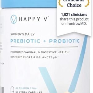 Happy V Dr. Formulated Vaginal Probiotics for Women Odor & Itch Support, Urinary & Gut Health, pH Balance | Womens Daily Probiotic with Patented Prebiotics & Lactobacillus for Feminine Wellness