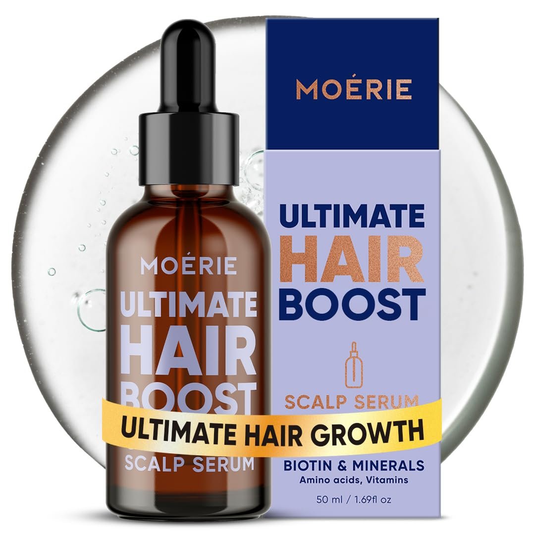 MOERIE Ultimate Hair Growth Serum for Natural Hair Regrowth & Thickening - Anti Thinning & Hair Loss Treatment for Women - Rapid Hair Growth Products - Scalp Oil Alternative - 1.69 fl oz / 50 ml