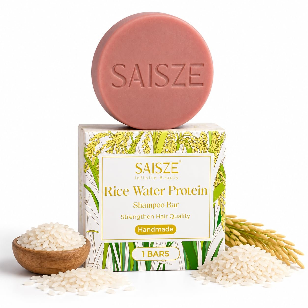 Rice Water Shampoo Bar For Hair Growth, Rice Protein & Vitamins For Damage Repair, Strengthening Hair Shampoo For Women