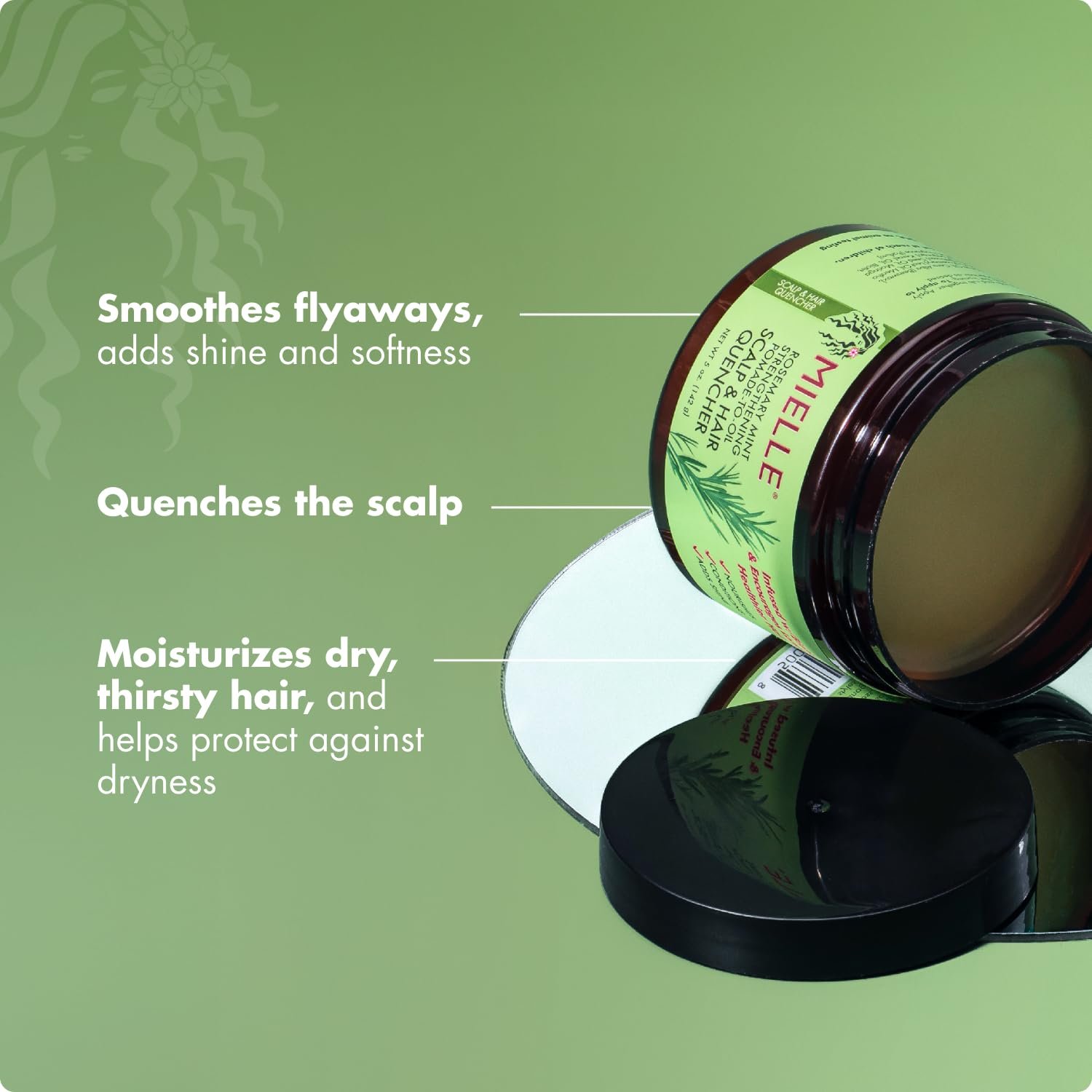 Mielle Organics Rosemary & Mint Hair Pomade for Women & Men - Conditioning Natural Hair Moisturizer to Quench the Scalp, Lock in Wave Patterns, Add Shine & Help Protect Against Dryness (5 oz) - Image 3