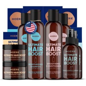 Moérie Moisturizing Hair Growth Shampoo, Conditioner, Spray and Mask for Men and Women, Hair Loss Solution with Biotin and Rosemary, Thickening Hair Regrowth Set, 8 items