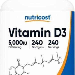 Nutricost Vitamin D3 5,000 IU (125mcg), 240 Softgels – Non-GMO and Gluten Free Vitamin D