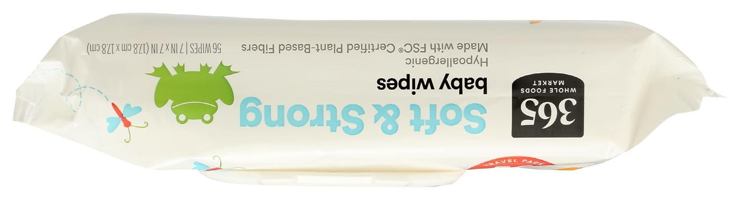 365 by Whole Foods Market, Soft & Strong Disposable Baby Wipes, Fragrance-Free, 56 Count - Image 3