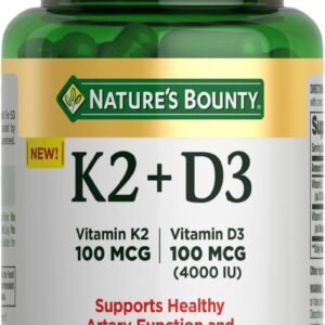 Nature’s Bounty Vitamin D3 K2 Supplement, 4000 IU Vitamin D3 plus 100 mcg of Vitamin K Supplements for Adults for Heart & Bone Health Support, 30 Day Supply, 30 Vegetarian Capsules