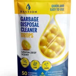 Bastion Garbage Disposal Cleaner and Deodorizer Drops- [[50-Count]] Lemon Zest Scented Kitchen Sink Freshener Pods & Drain Odor Eliminator Disposer Care Balls