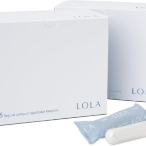 LOLA Organic Tampons – Regular Absorbency, 32 Count – Bulk Tampons for Women with BPA-Free Plastic Applicator & Hypoallergenic, Toxin-Free Feminine Hygiene Product