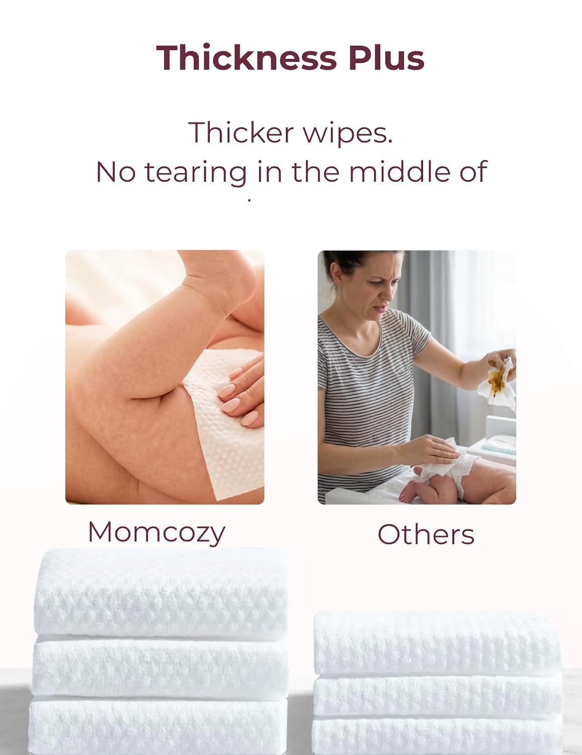 Momcozy Baby Wipes-Extra Large Size Design, 99% Water Based, Unscented & Hypoallergenic, Cleansing & Moisturizing Baby Wipes for Sensitive Skin, 8 Flip-Top Packs (480 Wipes Total) - Image 5