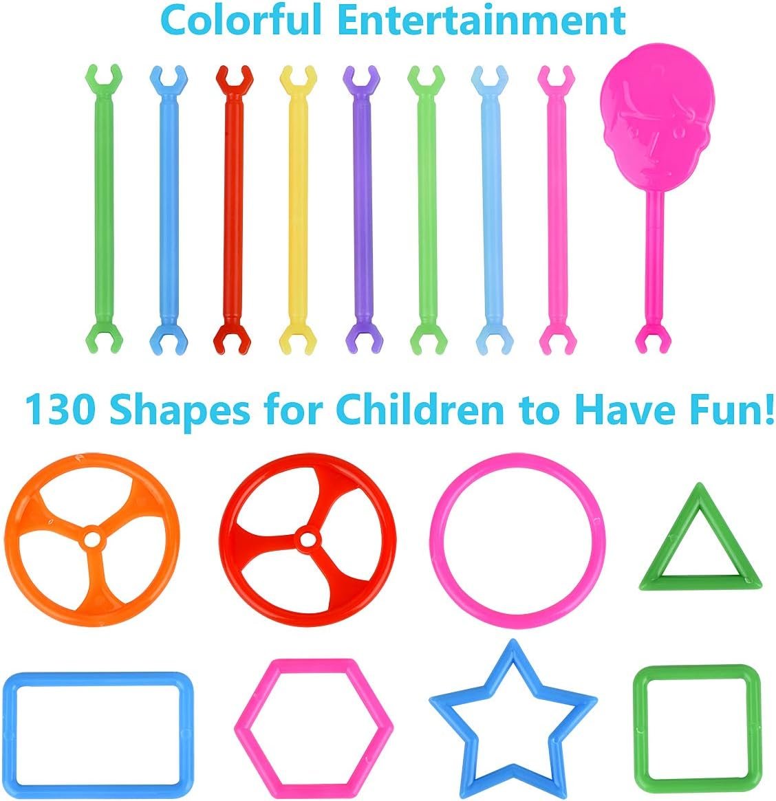 Juboury 1054Pcs Building Toy Building Blocks Bars Different Shape Educational Construction Engineering Set 3D Puzzle, Interlocking Creative Connecting Kit, Great STEM Toy for Both Boys and Girls - Image 4