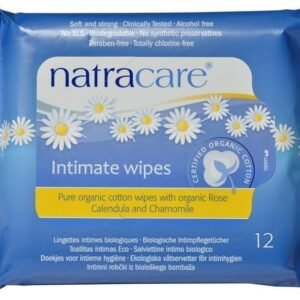 Natracare Organic Intimate Cotton Wipe – 12 Pack Value Size (144 Wipes Total) 12 Count