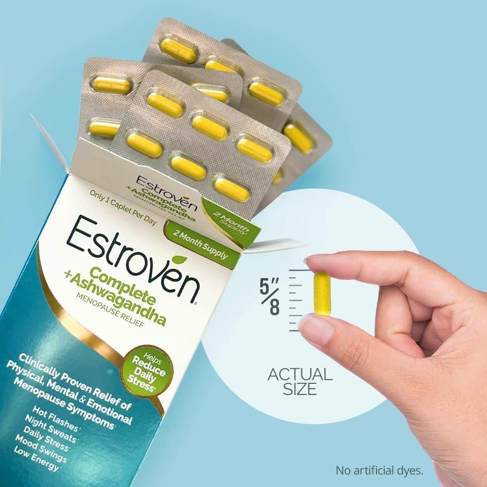 Estroven Complete + Ashwagandha Multi-Symptom Menopause Supplement for Women - 60 Ct. - Clinically Proven Ingredients Provide Menopause Relief & Night Sweats + Hot Flash Relief* - Drug-Free & Non-GMO - Image 4