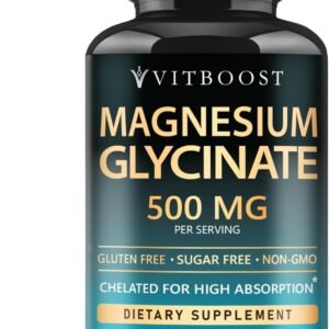 VITBOOST Magnesium Glycinate 500mg – High Absorption Chelated Supplement – Non-GMO, Vegan – 120 Natural Veggie Capsules – Made in USA