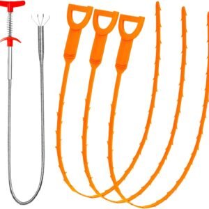 Drain Clog Remover, 25inch Drain Snake Hair Remover(3pcs), Hair Catcher Drain Auger Cleaner Tool Set For Toilet, Kitchen Sink, Bathroom Tub, Sewer