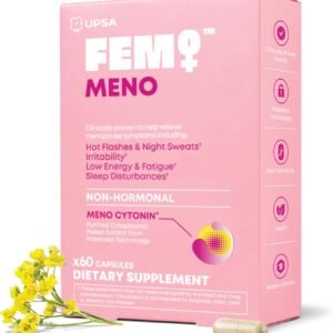 Upsa FEM Meno Menopause Supplements for Women – Non-Hormonal Menopause Relief for Hot Flashes & Night Sweats – Hormone Balance Support for Sleep, Mood & Energy – 60 Capsules (60 Count)