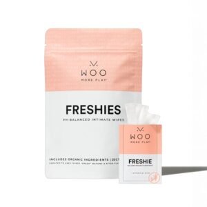 Woo More Play Freshies: All-Natural Feminine Intimacy Towelette Wipes with Coconut Water and Aloe Vera, Promotes Feminine Health & Helps Alleviate Irritation – Vegan and Cruelty Free, 20ct