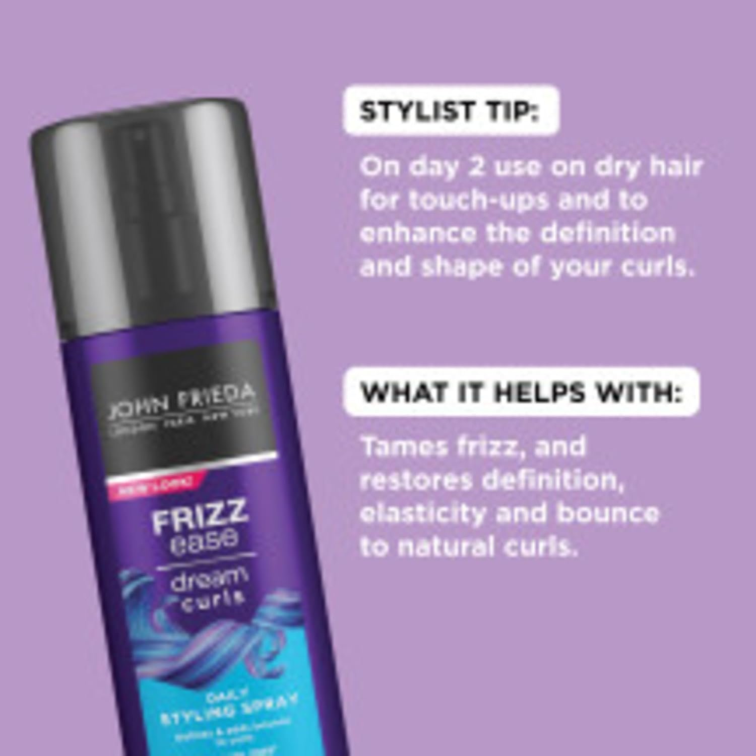 John Frieda Anti Frizz, Frizz Ease Dream Curls Daily Styling Spray for Curly Hair, Magnesium-enriched Formula, 6.7 Oz - Image 3