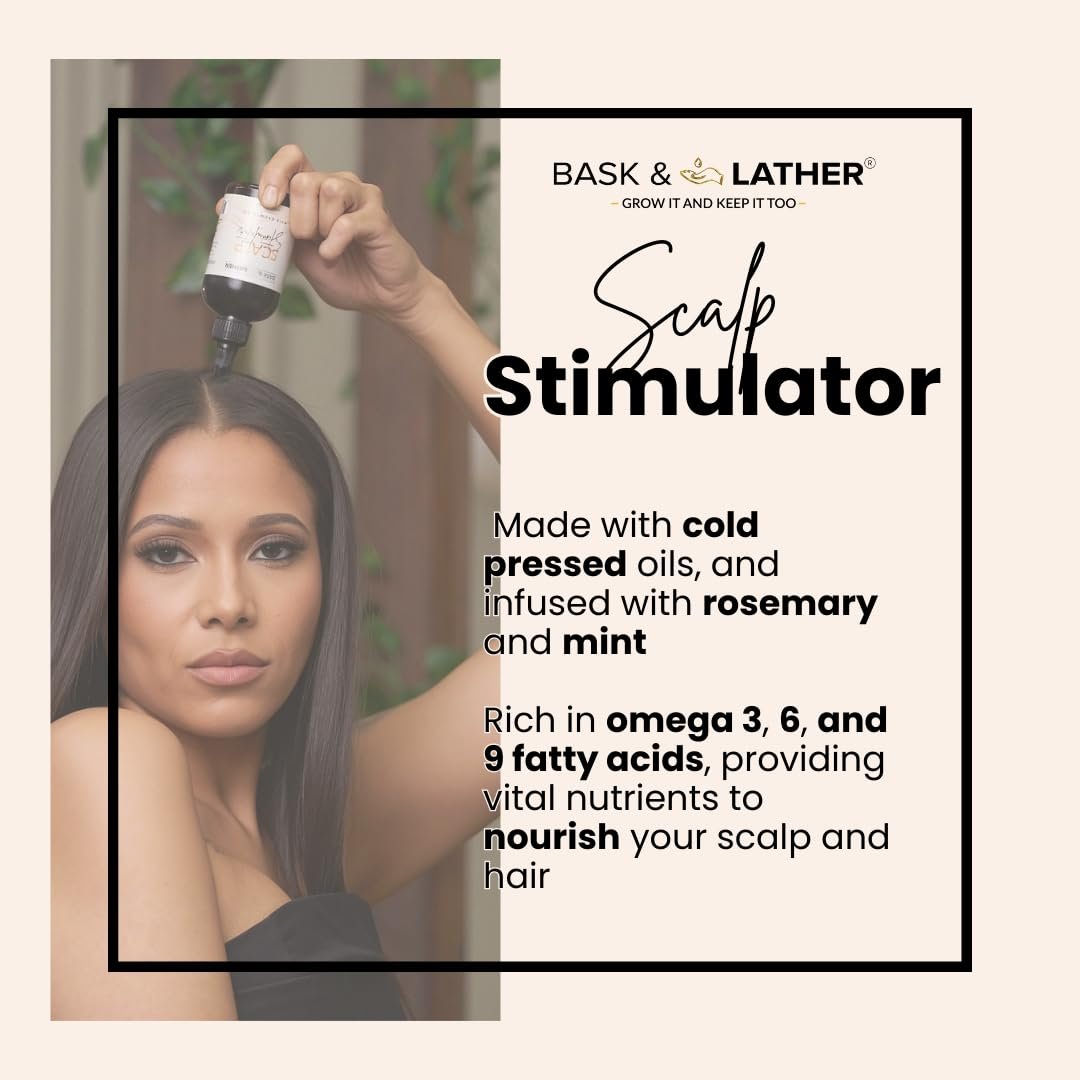 Bask & Lather Scalp Stimulator Hair Growth Oil, Cold Pressed Mint and Rosemary Blend with Grapeseed for Hair Growth, Organic Natural Leave in, All Hair Types, 2 Fl Oz - Image 2