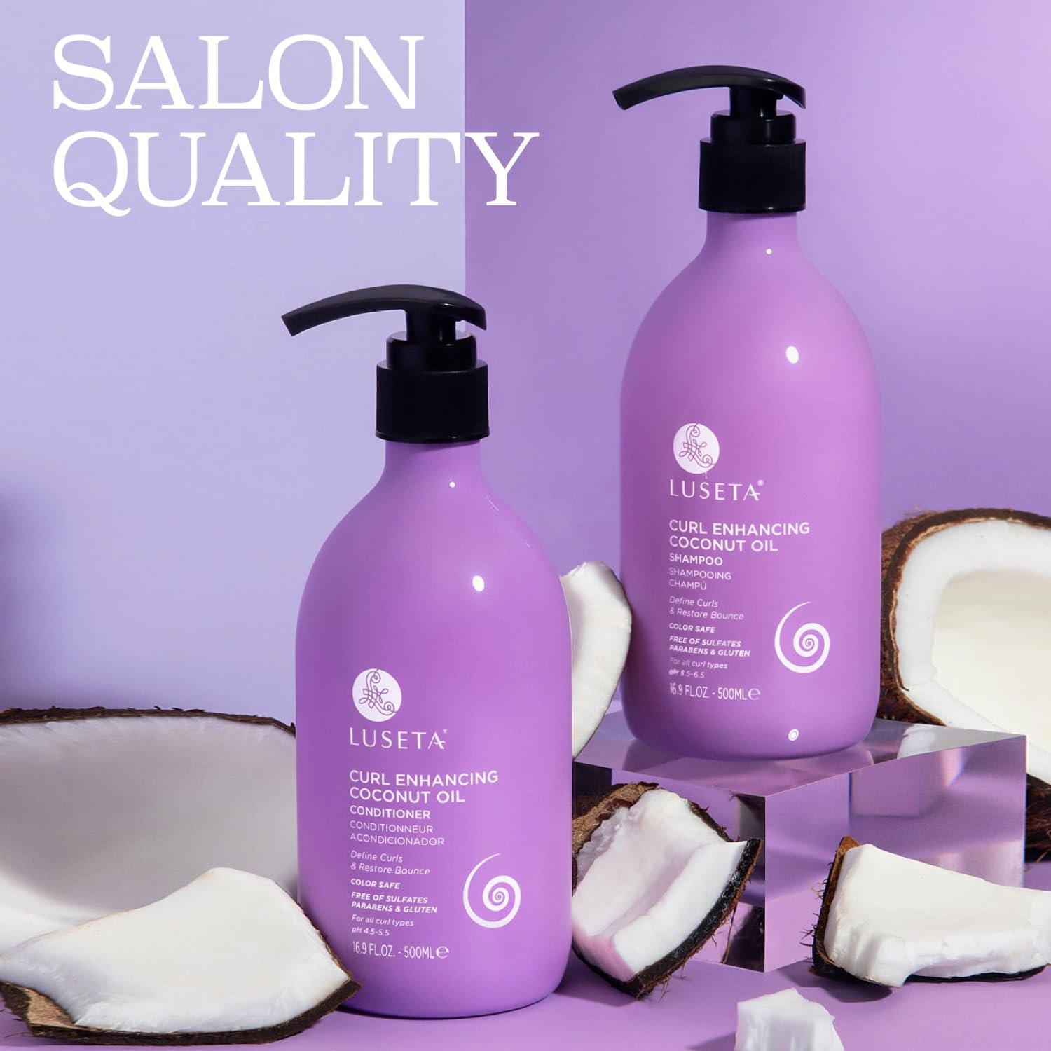 Luseta Curly Hair Shampoo and Conditioner Set with Coconut Oil, Unlimited Bounce and Definition for wavy and Coily hair, Reduce Frizz and Repair Dry Hair, for All Curl Types Sulfate Free 16.9Fl oz×2 - Image 5