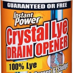 Instant Power Crystal Lye Drain Opener, Lye Sodium Hydroxide, Unclogs Bathroom and Kitchen Sinks, Drains, Shower Pipes 1 Lb